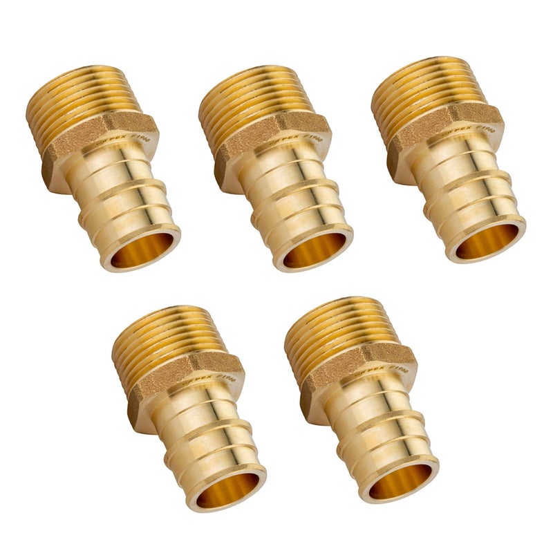 EFIELD (Pack of 5) EFIELD Pex A 3/4"x 3/4" Male NPT Adapter Expansion Brass Fittings ONLY For Pex-A Tubing Connection, ASTM F1960, 5 Pieces,(PEX1960018-5PCS) - Image 1